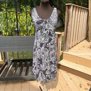 Fresh Produce Women’s Gray & White Paisley Print Stretch Sleeveless Dress Size S